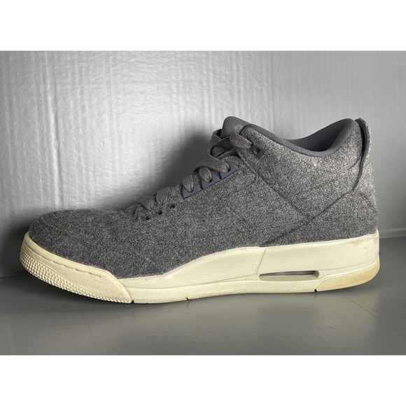 Jordan 3 Retro Wool Shoes Mens Size 12.5 Gray Dark Grey Basketball 854263-004 - Picture 10 of 16